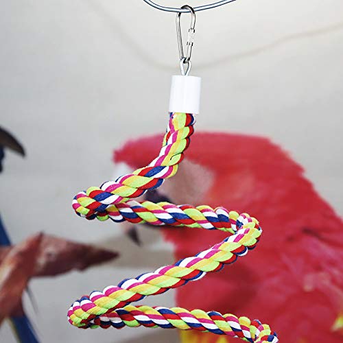 Bird Rope Perch Parakeet Toys, Spiral Cockatiel Toy, 63" Bird Bungee Rope Perches, Cage Accessories