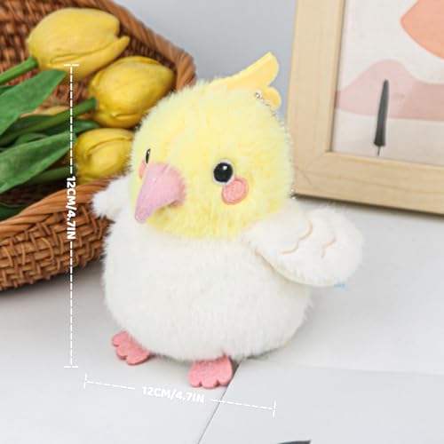 4.7 inches Cockatiel Plush Realistic Yellow Bird Stuffed Animal Cute Plush Toy Bird Bag Pendant Christmas Birthday Valentine's Day Gift for Friends Kids - color: Cockatiel