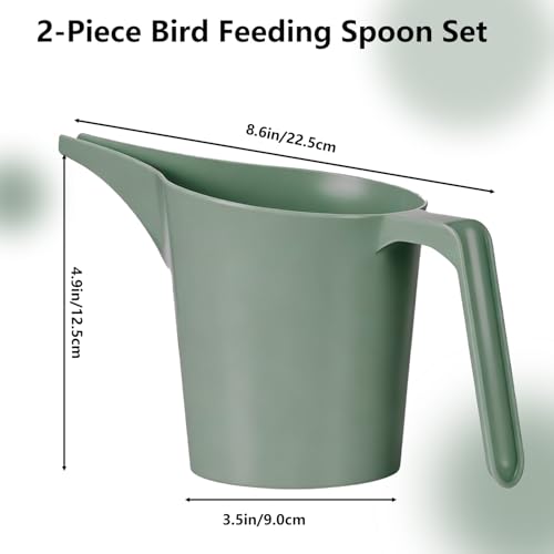 2 Pack Bird Feeder Scoop Set, Ergonomic Plastic Seed Dispensing Funnel, Green, Compatible with Hanging Bird Feeders and Small Animal Tube Feeders
