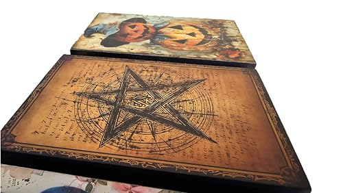 RK Collections Wooden Tarot Box for Cards Crystal Holder | Astrology Trinket Keepsake Box. Fengshui Luck Talisman Decorative Gift Case/Holder. (6.5" Tarot/Evil Eye/Ouija) - style: Tarot