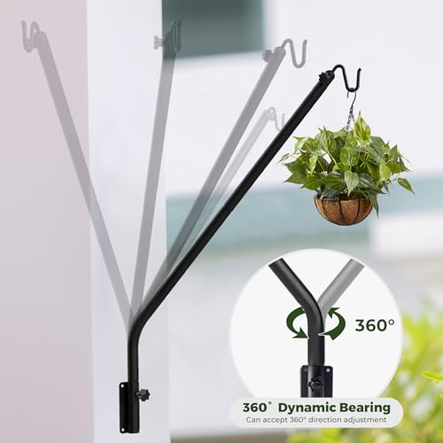 Kingsyard 2 Pack Heavy Duty Wall Mounted Deck Hook, 27"-39" Adjustable Metal Plant Wall Hanger for Hanging Bird Feeders, Planters, Lanterns, Wind Chimes, Wall Mounted - size: 27"-39" Wall Mounted