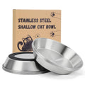 6-Pack 304 Stainless Steel Cat Food Bowls, Non-Slip Basic Dishes | Shallow Whisker-Friendly Silicone Water Metal Bowls, Easy to Clean Indoor Flat Plates for Cat, Kitten, Small Dog (5.9") - color: 6 PCS