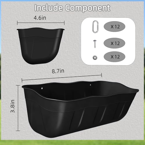 Hanging Chicken Feeders,Duck Feeder Waterer,Small Feed Trough 1.3 Quart 6 Pack,Hanging Fence Feed Trough for Poultry,Black - color: Black, size: 1.3 Quart (6 Pack)