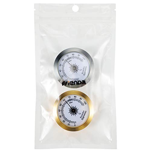 Frienda 2 Pcs Hydrometer 2 Inch Humidity Meter Cigar Humidor Hygrometers Round Cigar Hygrometer for Humidor Cabinet Cans(Silver, Gold) - color: Silver, Gold