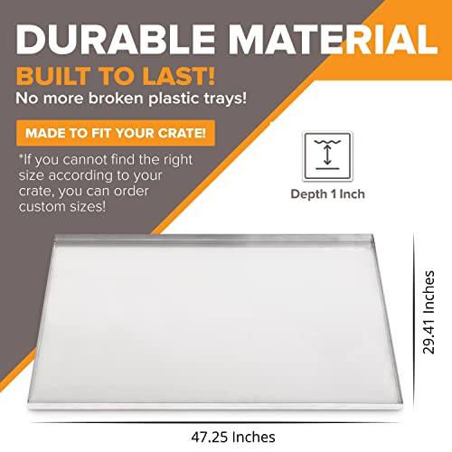 Metal Dog Crate & Kennel Replacement Tray/Pan, Galvanized, 47.2x29.4 in | Chew-proof, crack-proof, rust-resistant. Fits Most Standard 48 in Crates. - size: 47.25"L x 29.41"W x 1"H