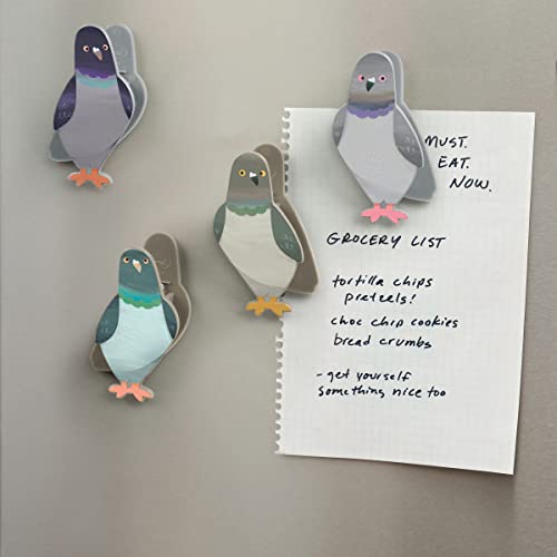 Genuine Fred PECKISH, Pigeon Magnetic Bag Clips, Set of 4, Chip Clips, Bag Clips for Food, or for use on the fridge - style: PECKISH