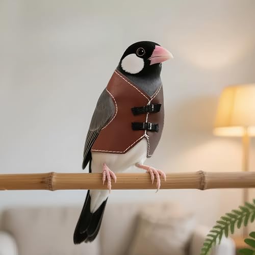 Bird Clothes, Parrot Leather Jacket, Bird Costume Cosplay Photo Prop, Parrot Apparel for Eclectus, Budgerigar, African Greys Parakeet, Conure, Cockatiel, Love Birds-Cowboy Style,Brown,S - color: Brown, size: Small