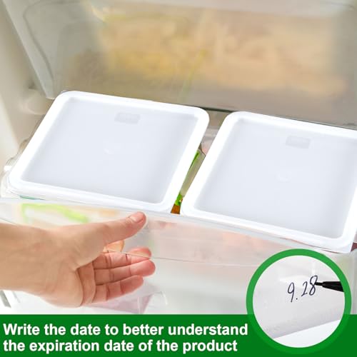 FoldTier 2 Pieces Square Food Storage Containers Polycarbonate Clear food Container with Lid Commercial Storage with Graduations for Commercial Kitchen Dough Marinating Meat(White,4 Qt) - color: White, size: 4 Qt