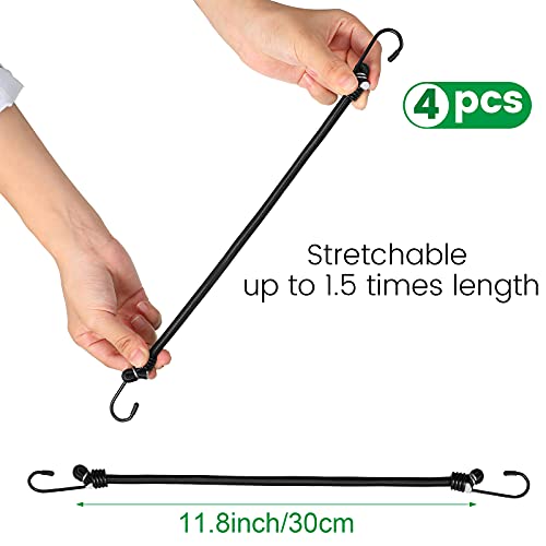 2 Pcs Deck Railing Balcony Bird Feeder Tray with 4 Fixed Elastic Ropes | 7x7x2 Inch, Metal Iron, Rust-resistant, Fits Deck Railing, Balcony, Garden Wall, Backyard, for Wild Birds and Squirrels