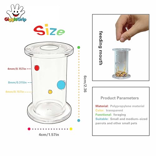 Bird Foraging Toys, Interactive Parrot Puzzle Feeder for Mental Enrichment, Clear Acrylic Treat Dispenser Wheel for Small to Medium Birds, Cockatiel, Conure, Parakeet, Budgie (1 Pack) - color: white