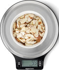 Amazon Basics Digital Kitchen Scale with LCD Display, Tare Function, Multiple Units, Weighs up to 11 Pounds, Batteries Included, Black and Stainless Steel