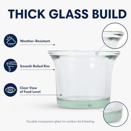 DECHOUS 3Pcs Replacement Glass Cups for Oriole Feeder Hummingbird Wild Bird | Outdoors Garden Balcony Patio Birds Feeding Accessories, Glass Jelly Feeder Cups for Oriole and Hummingbirds