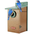 Kingyard Bluebird House, Outdoor Bird House with Predator Guard | Recycled poly lumber nesting box with a 1.5-inch entrance hole, clear viewing panel, bottom ventilation holes - color: Green