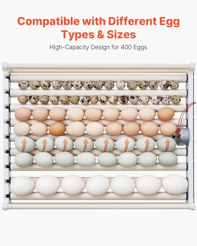 VEVOR 400 Egg Incubator, Poultry Incubator Cabinet with Automatic Eggs Turning, Temperature & Humidity Control, Heating & Cooling Egg Hatcher, Commercial Incubators for Hatching Chicks Ducks Goose - size: 400 Eggs