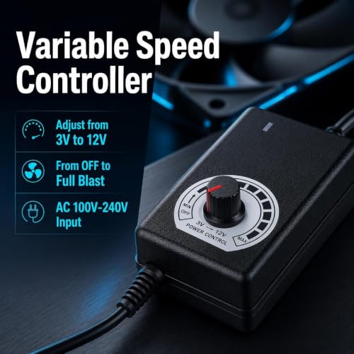 High cfm Computer Fan 120mm x 38mm 110V 220V AC Powered Variable Speed Fan Cooling Components for Receiver Xbox DVR PlayStation Mining Rig Case Server Cabinet Grow Tent GPU Workstations - size: 4.7x4.7x1.5in