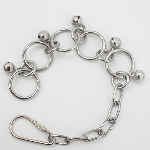 Fosrion Stainless Steel Parrot Chew Toy with Bell, 10.6" Durable Metal Bird Toy for Macaws, Cockatiels, Budgies - Cage Hanging Chew Chain (Coiled Chain with Single Bell) - color: Coiled Chain with Single Bell