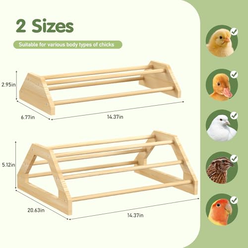 Pawaboo Chick Perch, 2 Pack Wooden Chicken Roosting Bars | Large & Small 2 Sizes, Chick Perches Toy for Coop and Brooder, Chicken Roosts and Perches Stand, For Chicks Ducklings Quails - color: Wood