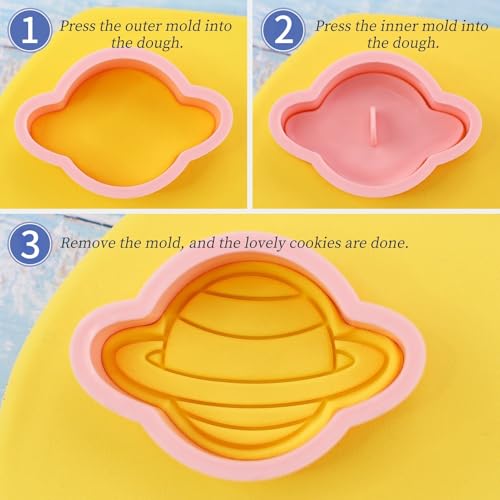 Space Cookie Cutters 8Pcs 3D Astronaut Rocket Cookie Molds for Party Baking | Food-Grade Plastic Cookie Stamps, Perfect for Astronaut Boy Birthday Party Homemade Snacks - color: Space