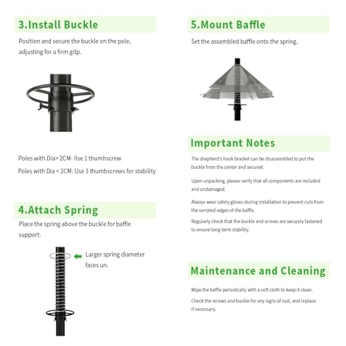 19 Inch Metal Squirrel Baffle, Squirrel Baffle for Bird Feeder Pole, Upgrade Spring Motion Design for Better Protection, Fits 0.4"-1" Round Poles Only