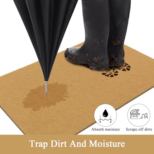 SHACOS 32x48 Artificial Coir Door Mat Indoor Outdoor | Non-Slip, Dirt Trapping, Low Pile 0.3", Welcome Doormat, Front Door Porch Entryway Patio Entrance - color: Artificial Coir, size: 32x48"