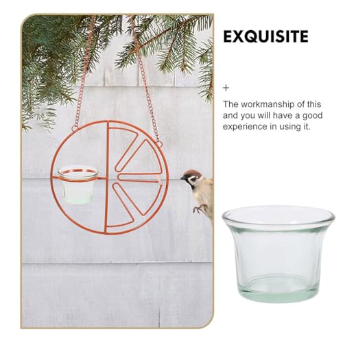 Abaodam 4PCS Glass Bird Feeder Replacement Cup Outdoor Hanging Feeding Bowl | Bird Feeding Cup Set, Oriole Feeder Jelly Cups Replacement, Universal Transparent Glass Feeder Dish For Garden Balcony Patio