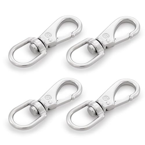 SHONAN 3.5 Inch Stainless Steel Flag Clips for Flagpole Rope- 4 Pack Diving Clips Flag Pole Clips, Swivel Snap Hooks for Dog leashes, Keychains, Boat Ropes, Bird Feeders