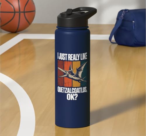 Really Like Quetzalcoatlus Bird Flying Dinosaur Kids Trex Stainless Steel Insulated Water Bottle - color: Navy Blue