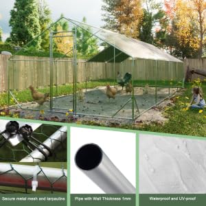 Heavy Duty Metal Chicken Coop with Hardware Cloth (312" L x 120.5" W x 78.72" H) - size: 312.1"L x 120.5"W x 78.7"H
