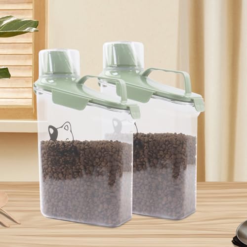 Pet Food Storage Container with Measuring Cup and Pour Spout - Airtight, Leakproof, Portable Cat Food Dispenser - Green - color: GREEN CAT