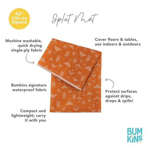 Bumkins Baby Splat Mat for Under High Chair, Babies Toddlers Eating Mess Mat, Waterproof Reusable Cloth for Arts and Crafts, Playtime Mat for Kids, Floors or Tables, Fabric 42inx42in, Boho Orange - color: B3 Grounded