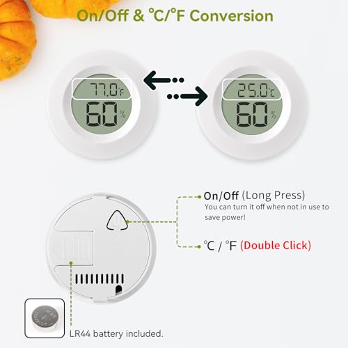 Atogou 3-Pack Mini Hygrometer & Thermometer, Indoor Digital Humidity Meter | ℉/℃, Outdoor Gauge Temperature for Home, Office, Reptile, Car, Greenhouse, Lab, Terrarium, Cellar.. A01 White - color: White 3-pack