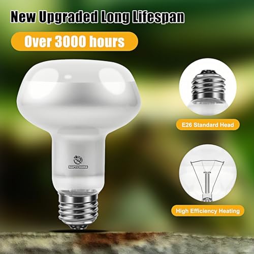 Reptile Heat Lamp 2Pack 50W, Intense Basking Spot Light Bulb with UVA, Simulate Natural Daylight Heat Bulb for Reptile, Turtle, Bearded Dragon, Lizard, Tortoise, Gecko, Snake - color: Intense Light, size: Intense 2*50