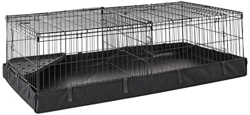 Amazon Basics Leakproof Canvas Bottom Guinea Pig Cage, Easy to Clean Small Animal Habitat with Divider Set, Indoor/Outdoor, Portable, No Tools Needed, 47.6"L x 24.2"W x 14"H, Black - size: 47.6"L x 24.2"W x 14.0"H