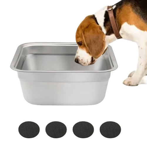 Dog Bowl Stainless Steel Water and Feed Dish with Non-Slip Pads (0.85Gal-1 Set) - size: 0.85Gal-1 Set
