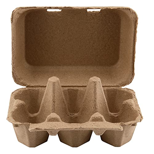 SOUJAP 50 Pack 6 Count Paper Pulp Egg Cartons, Half Dozen Egg Holder Cardboard Egg Cartons Storage Containers, 6 Egg Cartons Cheap Bulk for Storing up to 6 Small to Medium Chicken Eggs