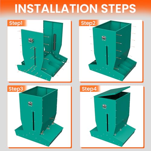 Pig Feeder, 4-Door Heavy Duty Galvanized Steel Hog Feeder,9 Bushels Capacity, Outdoor Pig Feeders with Visable Feed Design, Livestock Feeder for Barn, Farm, Feeding up to 10 Small Hogs, Green - size: 4-Door