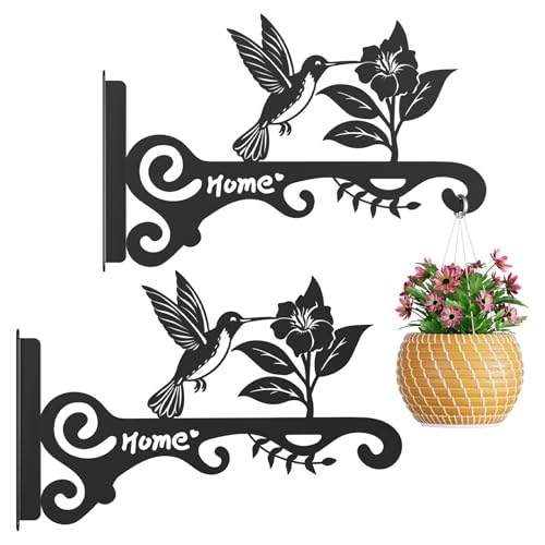 Metal Plant Hooks (2-Pack) - Decorative Wall Hangers with Bird Design for Indoor & Outdoor Use - Hanging Brackets for Plants, Flower Baskets, Bird Feeders, Lanterns - Patio, Garden, Home Decor