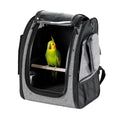 Petsfit Bird Carrier Medium Size with Stainless Steel Bowl, Parrot Backpack Includes Slide Tray for Easy Cleaning, 13" x 10" x 16" - color: Grey A, size: 13"L x 10"W x 16"H