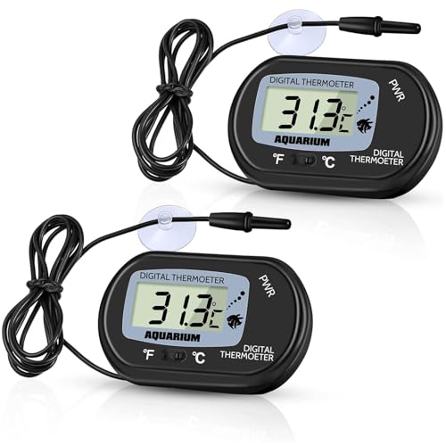 Zacro 2 Pack Digital Aquarium Thermometer, Fish Tank Thermometer, Water Thermometer with Large LCD Display,Reptile Thermometer for Fish Tank Water Terrarium - style: 2 Packs