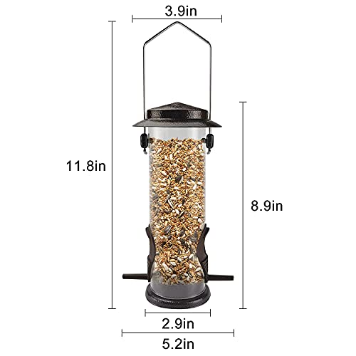 Wild Bird Feeders for Outdoors Hanging 2 Pack Stainless Steel Tube Bird Feeder, Water Resistant Finch Bird Feeder for Garden Backyard Decoration Attractive Metal Thistle Feeder (Coffee)