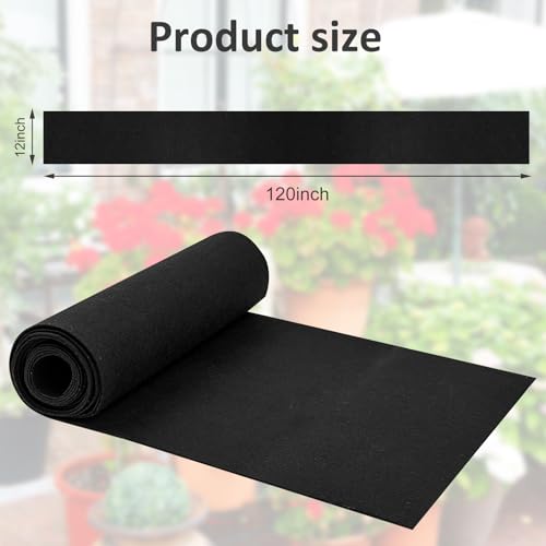 12x120 Inch Planter Liner Roll Fabric Planter Basket Liner Non Woven Black Felt Window Box Liners Coconut Fiber Liner Roll Replacement Hanging Basket Liner Coco for Plants Flower Outdoor Indoor Garden - size: 12 x 120 Inch