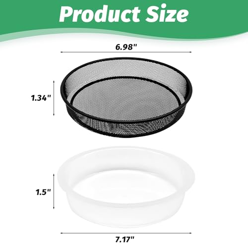 4 Pcs 7 Inch Metal Round Bird Feeder Tray and Plastic Bird Bath Bowl, Wild Birds Seed Tray Bath Water Bowl Outdoor Accessory for Humming Feeder Station (4)