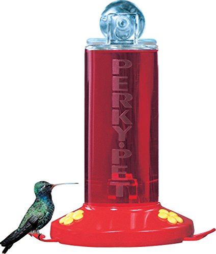 Perky-Pet Plastic Window Mount Hummingbird Feeder with Perches - 8 oz Hummingbird-Nectar Capacity, 217 - Hummingbird-feeders for Outdoors (Pack of 6) - size: 6 Pack