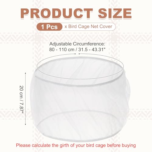 Bird Cage Seed Catcher, Bird Cage Net Cover Seeds Guard, Universal Birdcage Accessories, White, Circumference 31.5"-43.3", Height 7.9" for Parrot Cockatiel Enclosures - color: White, size: Circumference 31.5"-43.3", height 7.9"