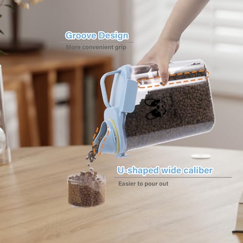 Dog Food Storage Container Airtight Portable Dog Food Container with Handled Lid and Pour Spout,Food Storage for Dog Dry Food Small Pet Food Container with Measuring Cup for Home, Travel,2.8L Blue - color: BLUE-DOG