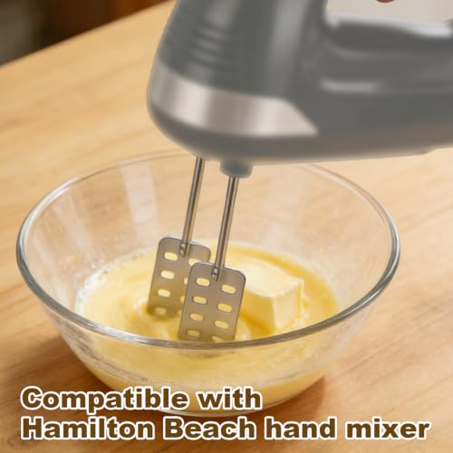 2pcs Hand Mixer Butter Churner Churn Maker Compatible with Hamilton Beach | 304 Stainless Steel Hand Mixer Attachments Replacement Parts Accessories Beaters Turner for Cooking and Baking