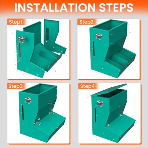 2-Door Heavy Duty Galvanized Steel Hog Feeder, 3.7 Bushel Capacity, Outdoor Pig Feeding Station with Visible Monitoring Window, Durable Livestock Feeder for Farm and Barn (Green)