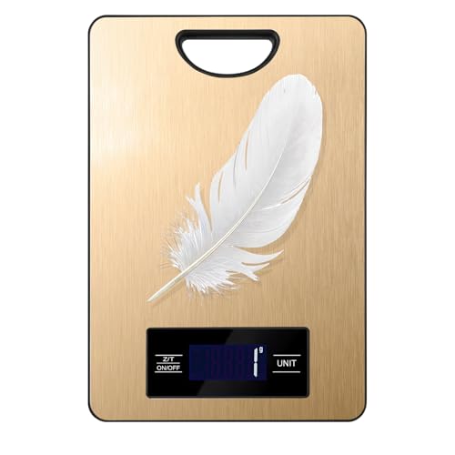 Food Scale, Digital Kitchen Scale with Hanging Loop, 11lb Baking Scale | 1g Accuracy, g/oz,etc.5 Unit Conversion, Tare Function, Fingerprint-Resistant Steel, Suitable for Cooking, Baking ,Meal Prep - color: Champagne gold