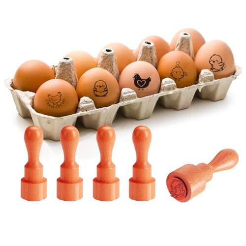 AHANDMAKER 5 Styles Small Wooden Rubber Egg Stamp Mini Cartoon Chicks Theme Stamp Unique Designs for Easter Egg Decoration DIY Making Scrapbooking Card Stamping Crafting - style: Cartoon Chicks