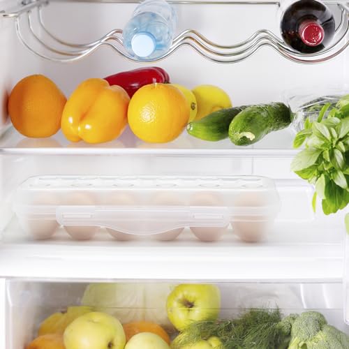 Egg Holder for Fridge, Egg Organizer for Refrigerator, Portable Egg Tray with Lid, Stackable Egg Storage with Safety Buckle (1)